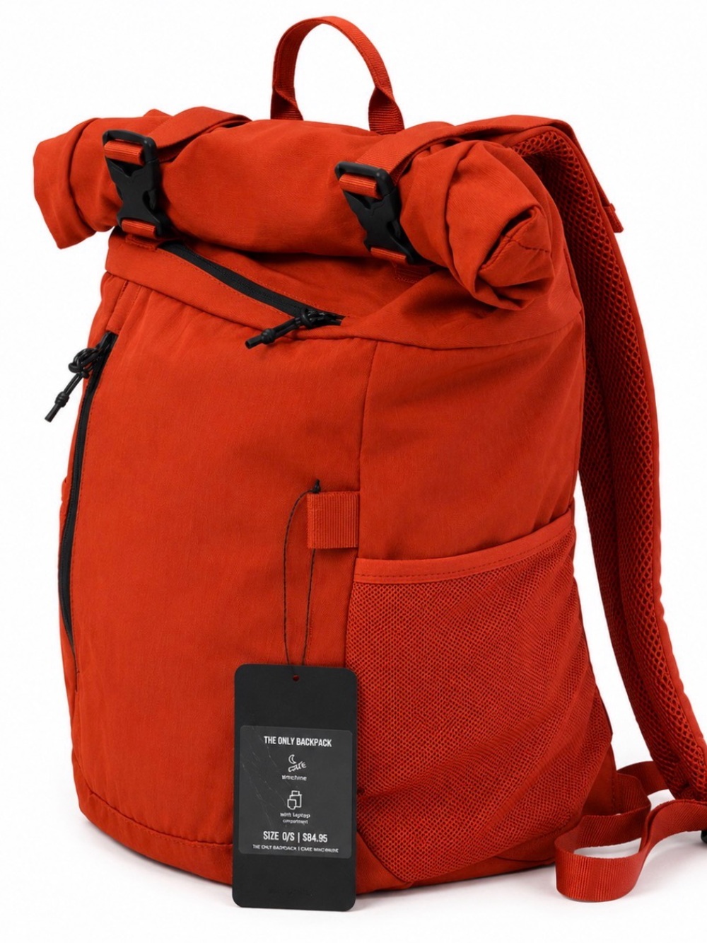 Red Roll-Top Backpack for Men - Lightweight Everyday Pack